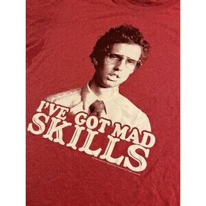 Napoleon Dynamite 2014 MAD SKILLS Red T-Shirt MEDIUM Movie Pedro Funny Heder Y2K